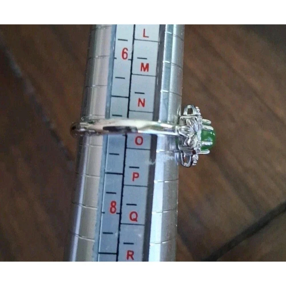 Green Jade Ring 925 Sterling Silver Natural Size 7 Adjustable NWT Butterfly